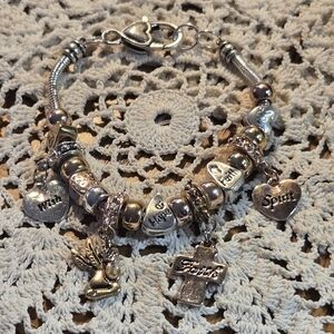Faith-Inspired Silver and Gold Charm Bracelet